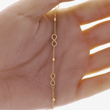 Italian 14k Yellow Gold Ball Bead Infinity Link Anchor Bracelet 6.25" 4.5 grams