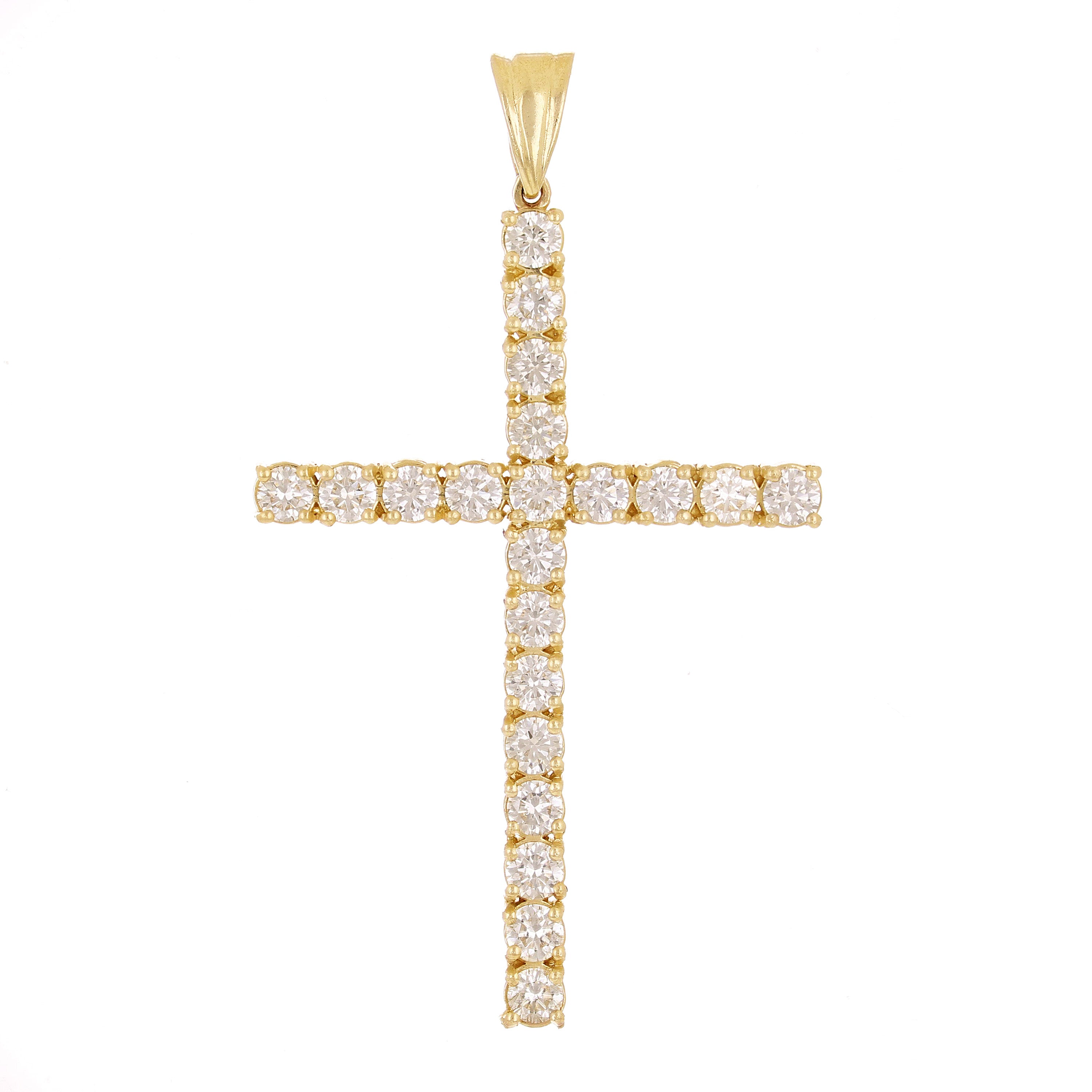 14k Yellow Gold 2.75ctw Diamond Cross Pendant 2.2" 6.5 grams