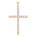 14k Yellow Gold 2.75ctw Diamond Cross Pendant 2.2" 6.5 grams
