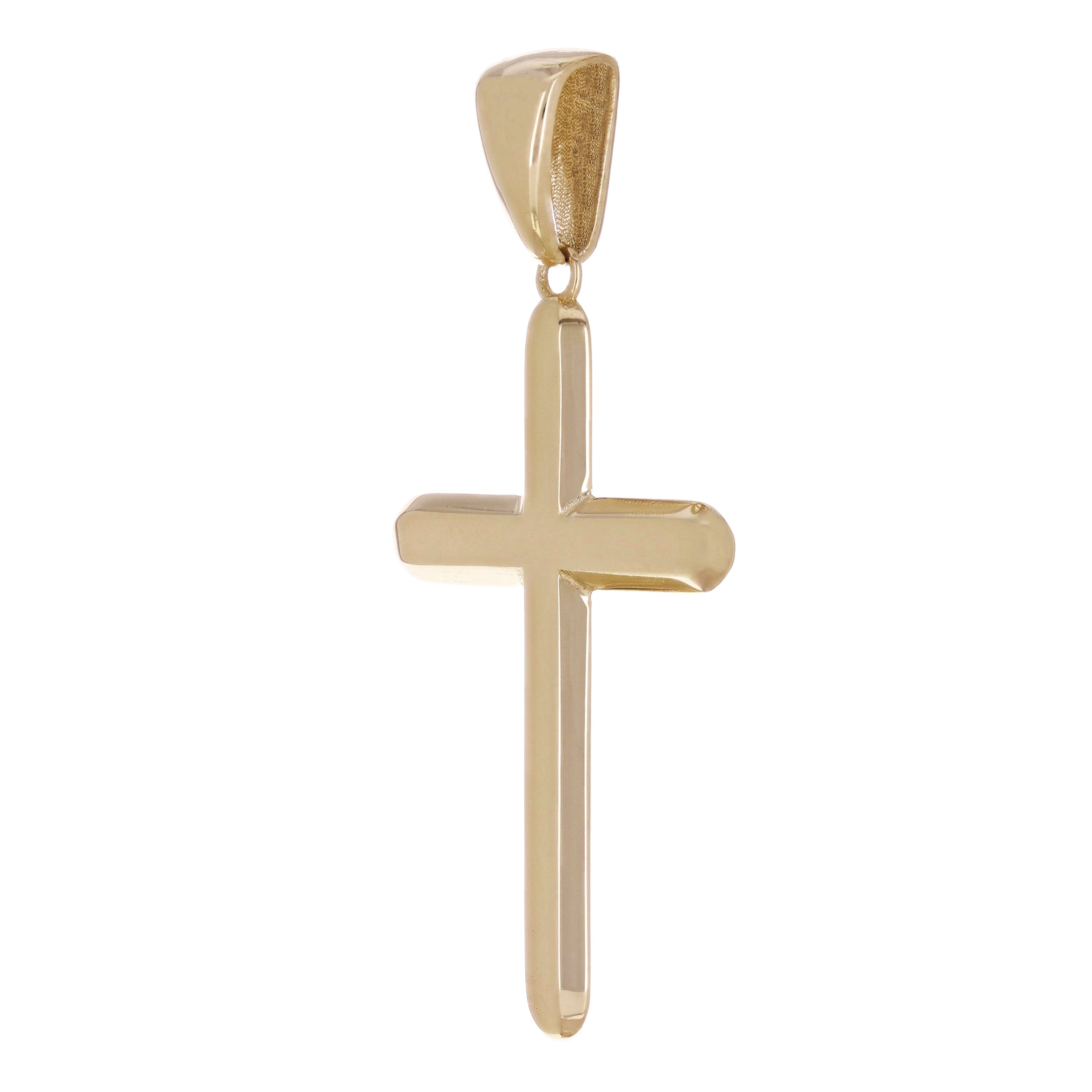14k Yellow Gold Solid High Polish Cross Religious Charm Pendant 1.85" 5.9 grams