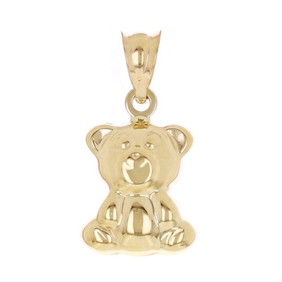 Italian 14k Yellow Gold Hollow 3D Teddy Bear Charm Pendant 18mm x 9.5mm 0.6 gram