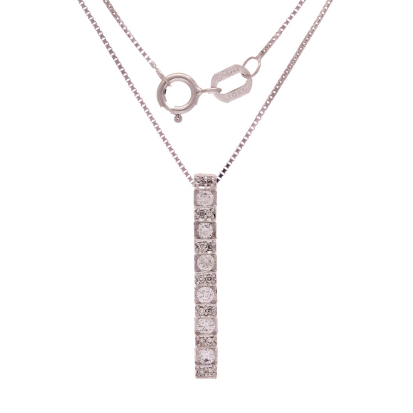 14k White Gold 0.26ctw Diamond Linear Journey Floating Pendant Necklace