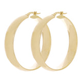 Italian 14k Yellow Gold Shiny Round Hollow Hoop Earrings 1.4" 7mm 4.3 grams