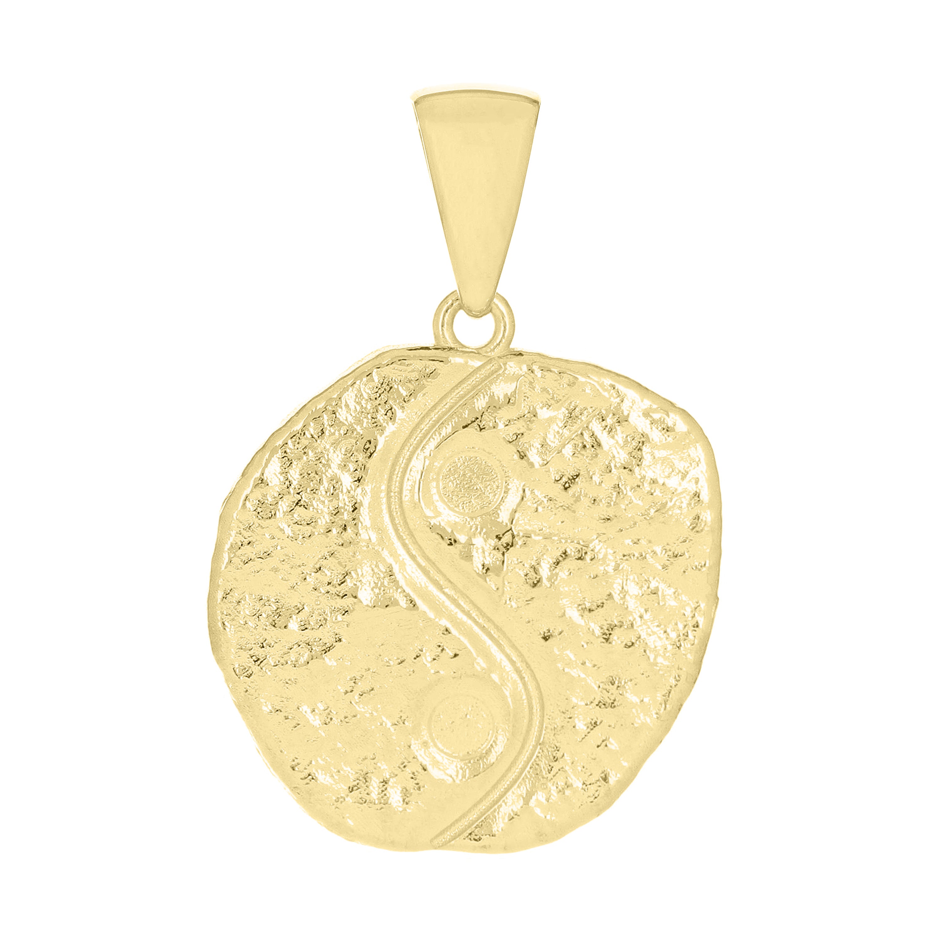 14k Yellow Gold Yin and Yang Charm Pendant 1.2" 7.1 grams