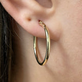 Italian 14k Yellow Gold High Polish 2mm 1" Diameter Round Hoop Earrings 1.3grams