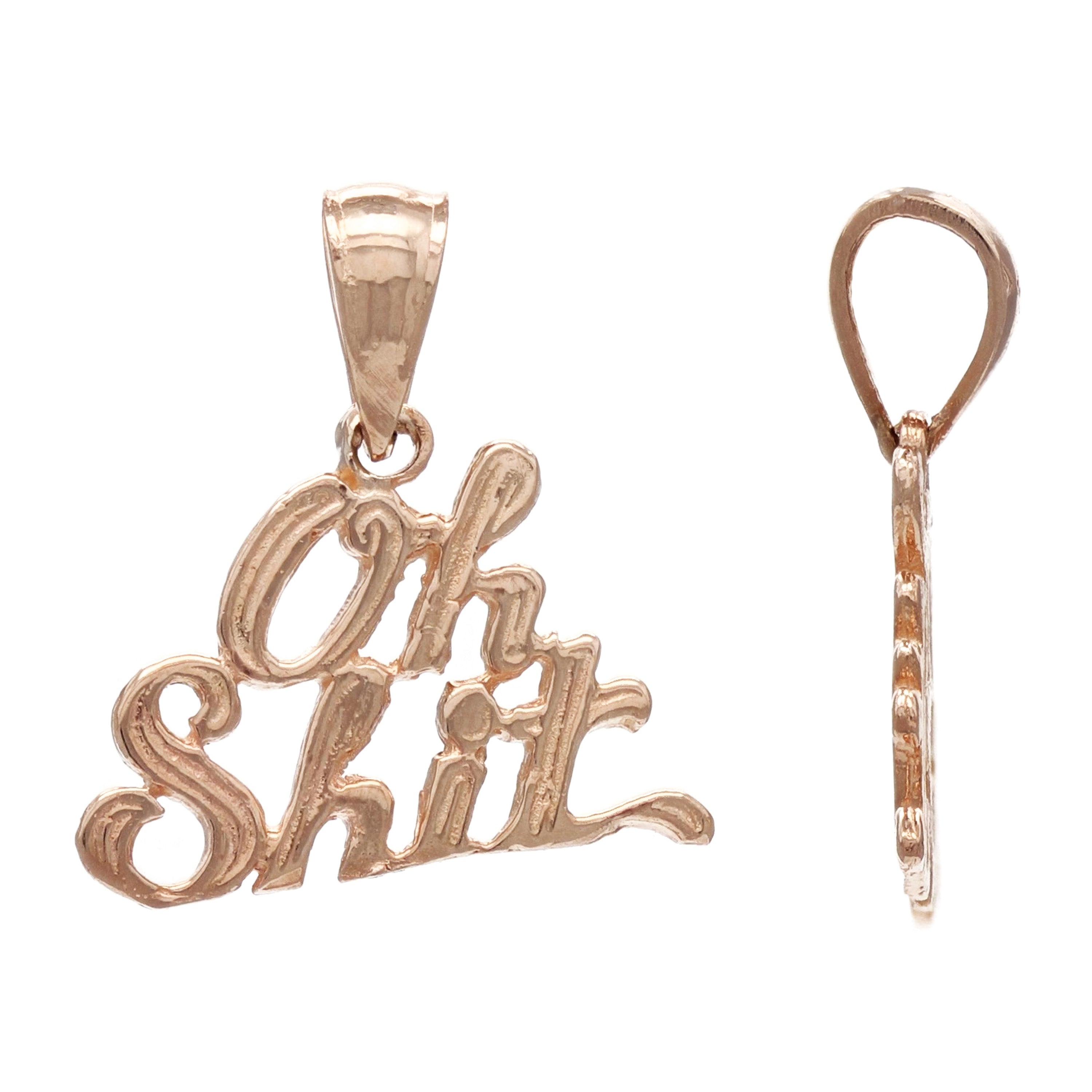 14k Rose Gold Oh Sh!t Charm Pendant 1 gram - Rose