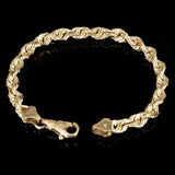 14k Yellow Gold Solid Diamond Cut Rope Chain Bracelet 8.5" 6.7mm 30 grams