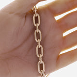 Italian 14k Yellow Gold Hollow Oval & Paper Clip Link Bracelet 7.5" 9mm 9.7 grams