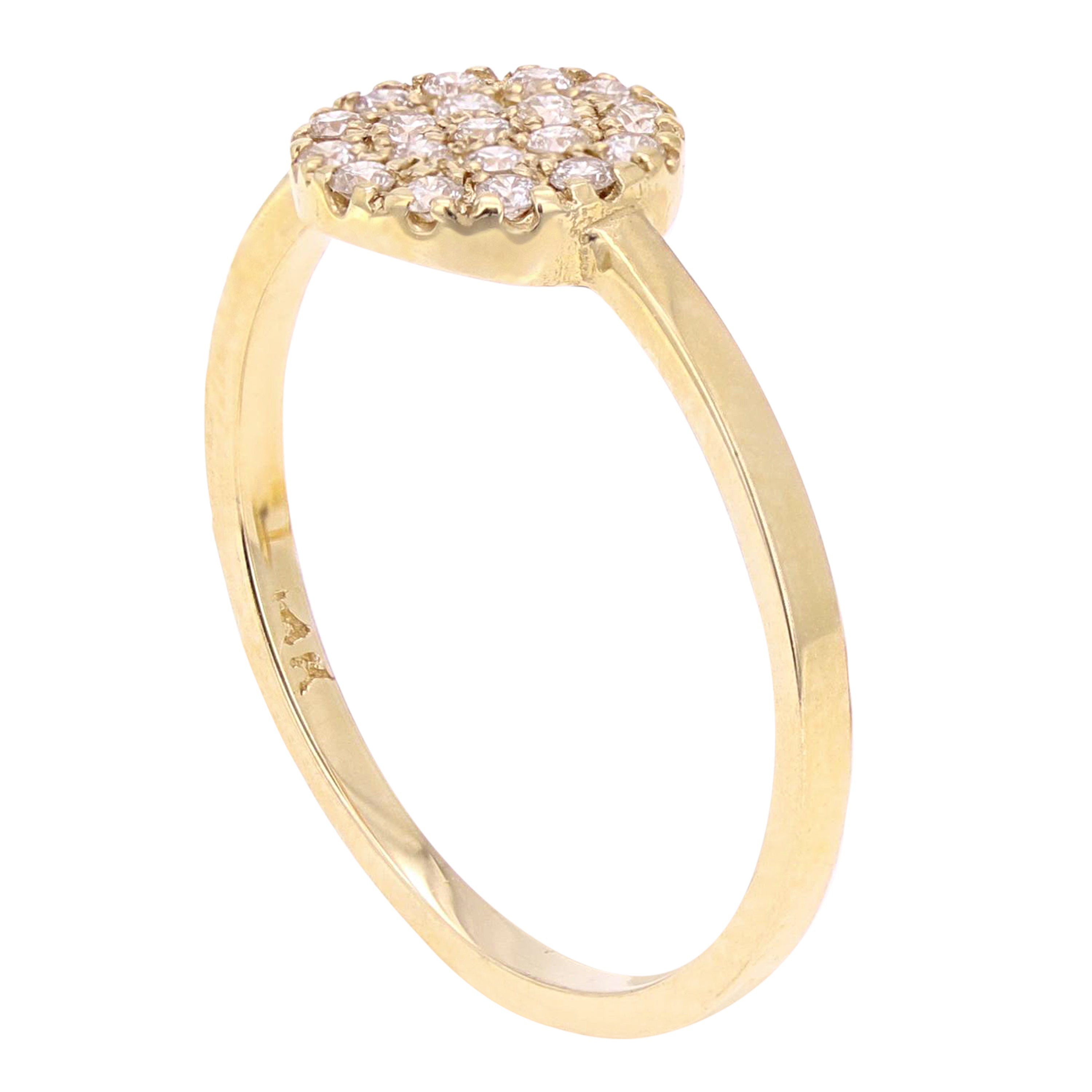 14k Yellow Gold Round Frame Diamond Ring Size 6 - Yellow,Ring Size 6