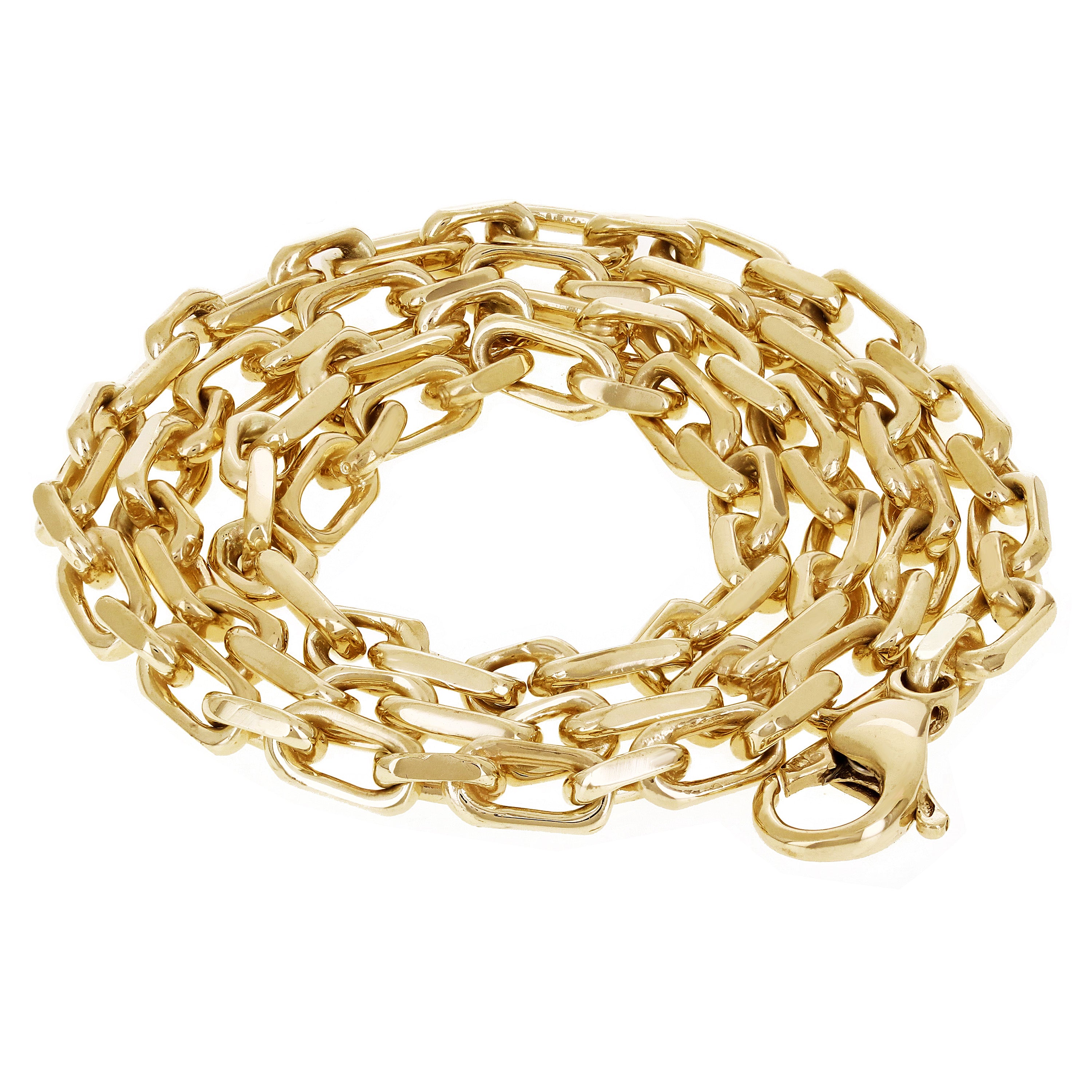 10k Yellow Gold Handmade Square Rectangle Link Chain Necklace 18" 4.5mm 28.5g - 18" 28.5 grams