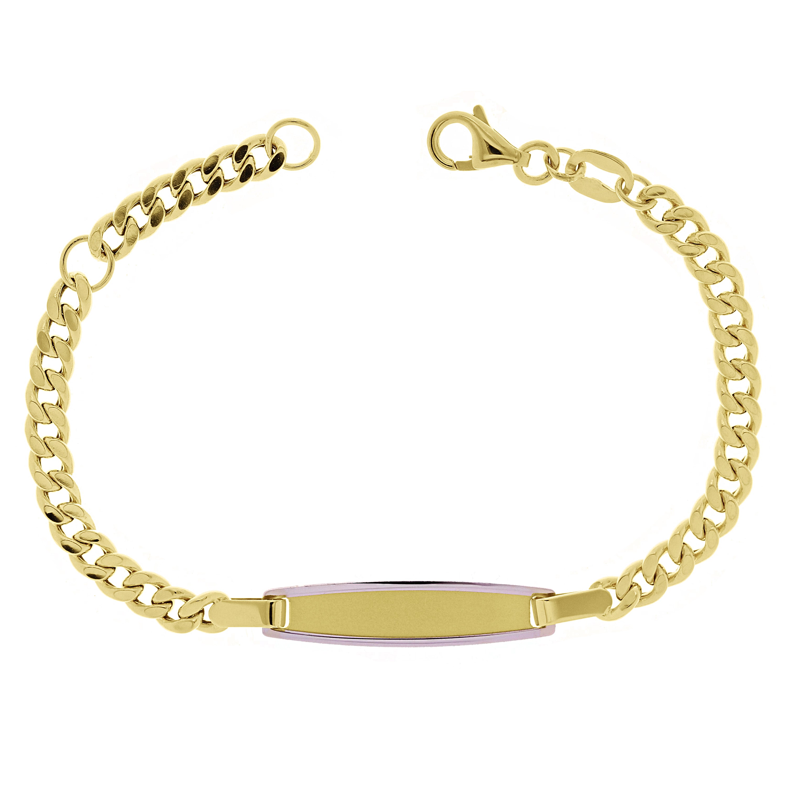 Italian 14k Two-Tone Gold Engravable Baby Kids ID Cuban Bracelet 5.5" 2.6 grams