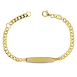 Italian 14k Two-Tone Gold Engravable Baby Kids ID Cuban Bracelet 5.5" 2.6 grams