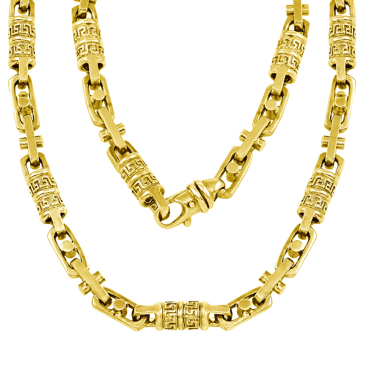14k Yellow Gold Handmade Fashion Link Necklace 16" 7.55mm - Yellow,16"