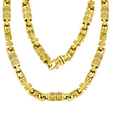 14k Yellow Gold Handmade Fashion Link Necklace 16" 7.55mm - Yellow,16"