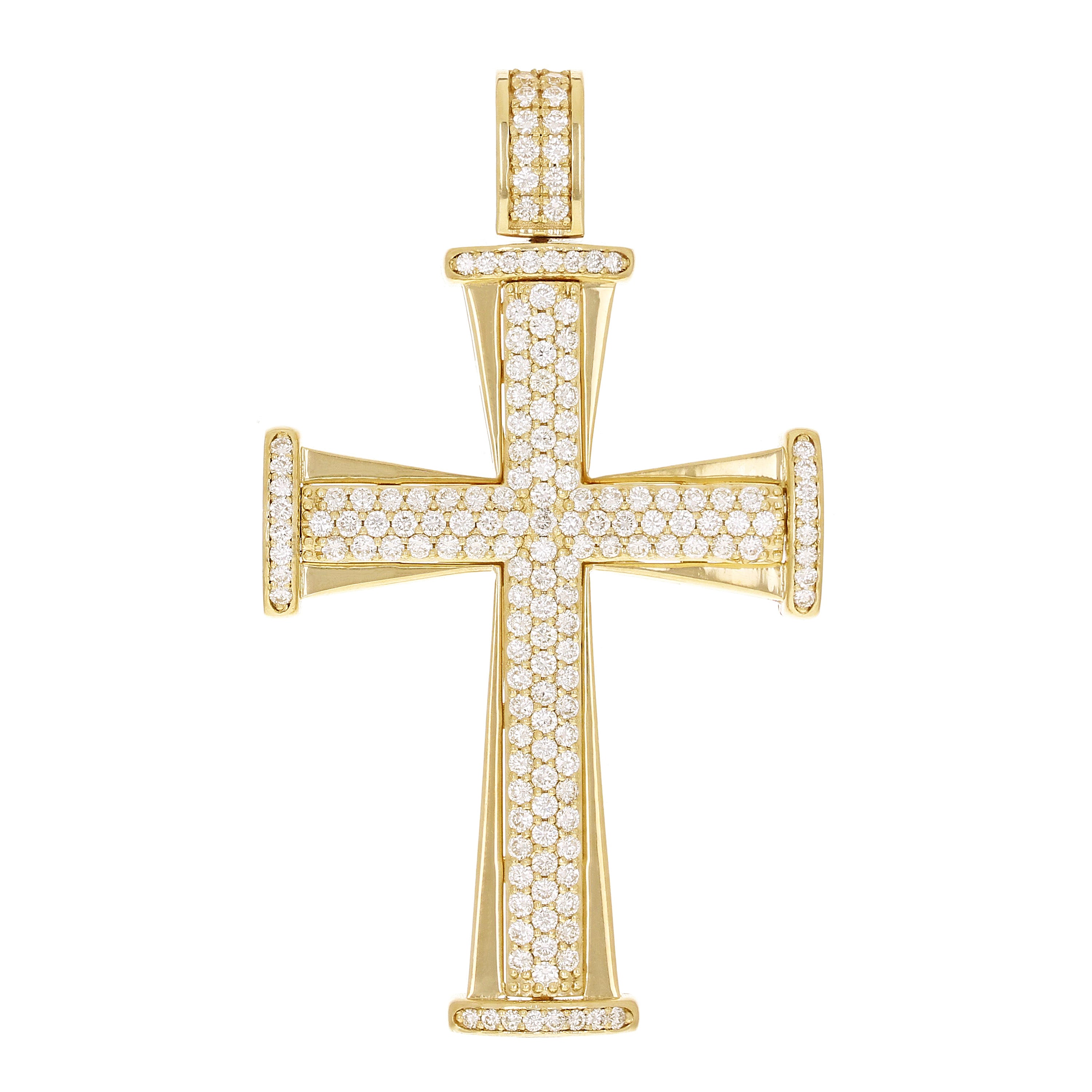 14k Yellow Gold 2.68ctw Diamond Big Cross Pendant 2.4" 20.7 grams