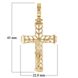 Italian 14k Yellow Gold 3D Double Sided Crucifix Cross Charm Pendant 1.7" 6grams