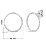 Italian 14k White Gold Slim Twisted Tube Eternity Circle Hoop Stud Earrings - White