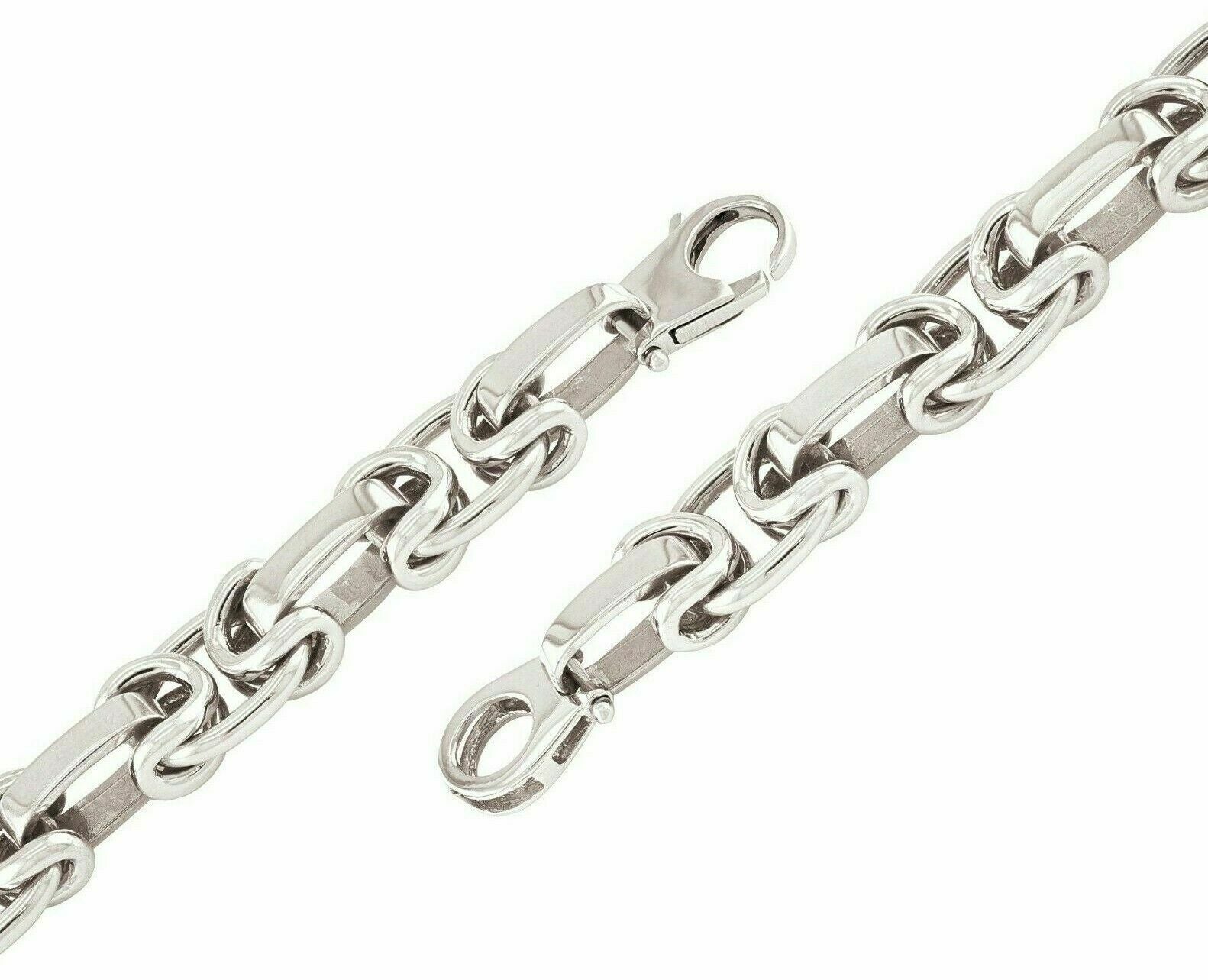 14k White Gold Solid Handmade Fashion Link Chain Necklace 24" 10.5mm 120 grams - White,24"