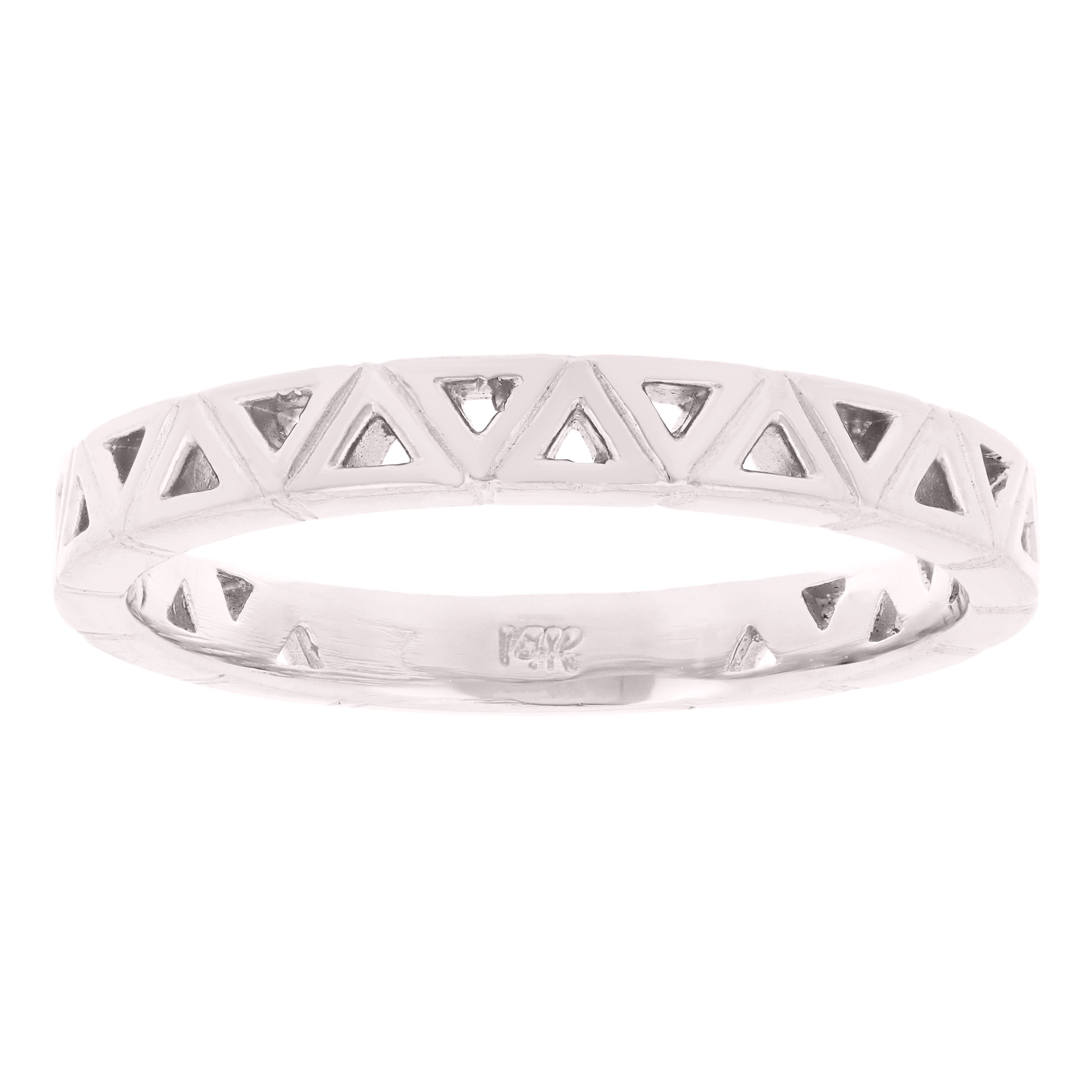 14k White Gold Rotating Triangle Cutout Stackable Ring 2.7 grams Size 6.5 - White