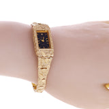 Women's 14k Yellow Gold Nugget Bracelet Geneve Wrist Watch with Diamond 7.5"