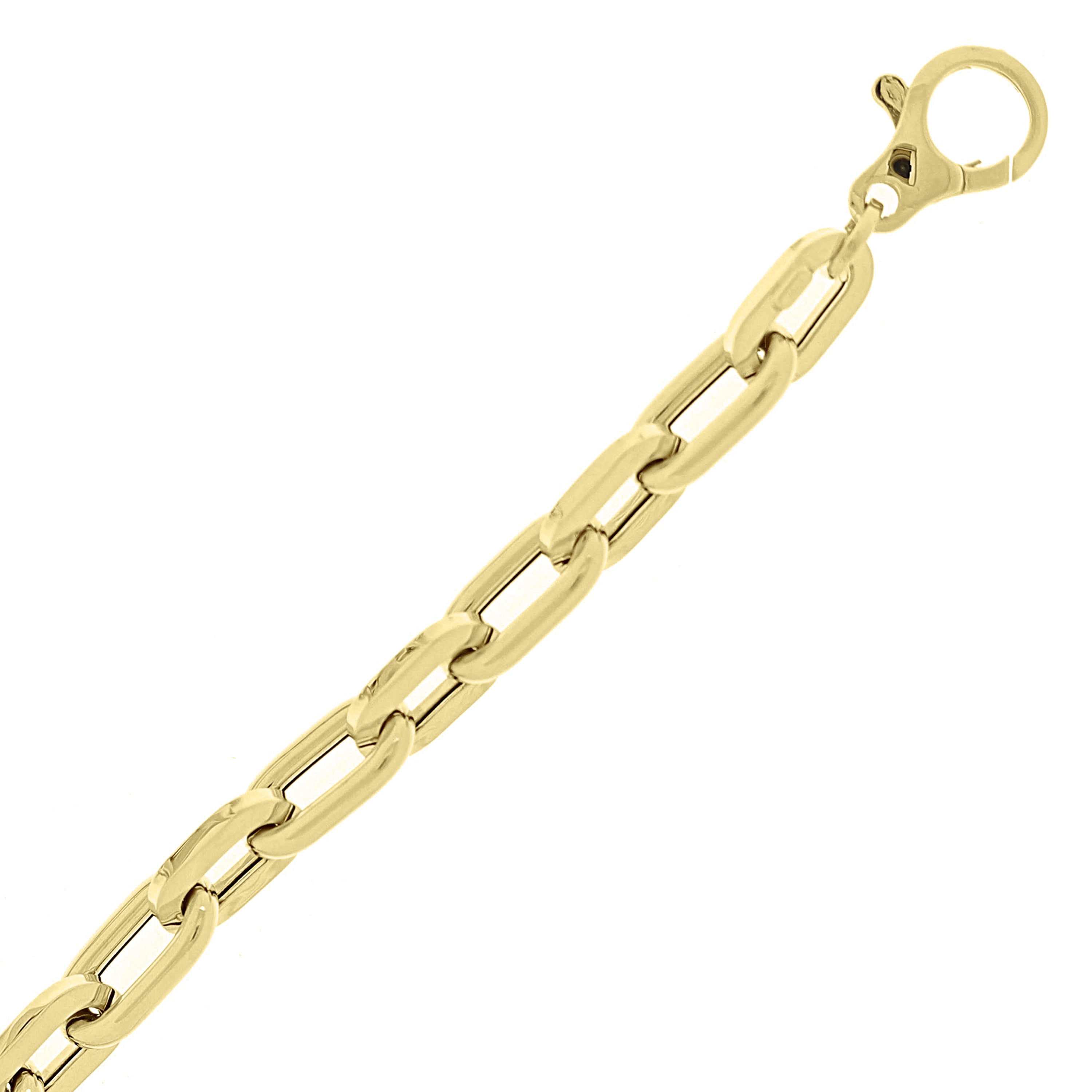 Italian 14k Yellow Gold Hollow Paper Clip Link Chain Bracelet 7.75" 6.8mm 6.7g