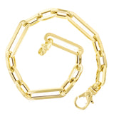 Italian 14k Yellow Gold Hollow Oval Paper Clip Links Bracelet 7.5" 6.2mm 6.9 grams