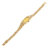 Women's 14k Yellow Gold Nugget Link Wrist Band with Geneve Diamond Watch 7.5-8"