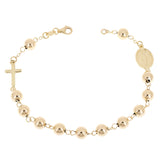 Italian 14k Yellow Gold Miraculous Medal Charm Rosary Bracelet 8" 6mm 5 grams