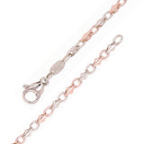 10k Rose & White Gold Handmade Fashion Link Bracelet 7" 4mm 8 grams - 7"