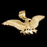 14k Yellow Gold Solid Diamond Cut Landing Eagle Pendant 1.1" 4.7 grams