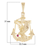 14k Yellow Gold Jesus Christ Crucifix Mariner Anchor Pendant Zirconia 1.5" 3.5g