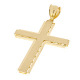 14k Yellow Gold Solid Diamond Cut Satin Cross Pendant 2.4" 6.9 grams