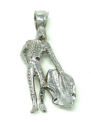 14k White Gold Bullfighter Matador Charm Pendant 1