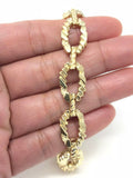 14k Yellow Gold Nugget Bracelet Oval Link 7.5" 11.7mm 26.7 grams - Yellow,7.5"