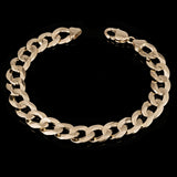 Men's 10k Yellow Gold Flat Cuban Link Chain Bracelet 7" 12.5mm 25.2 grams - 7"