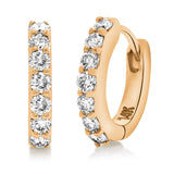14k Yellow Gold 0.50ctw Diamond Half-Eternity Small Hoop Earrings