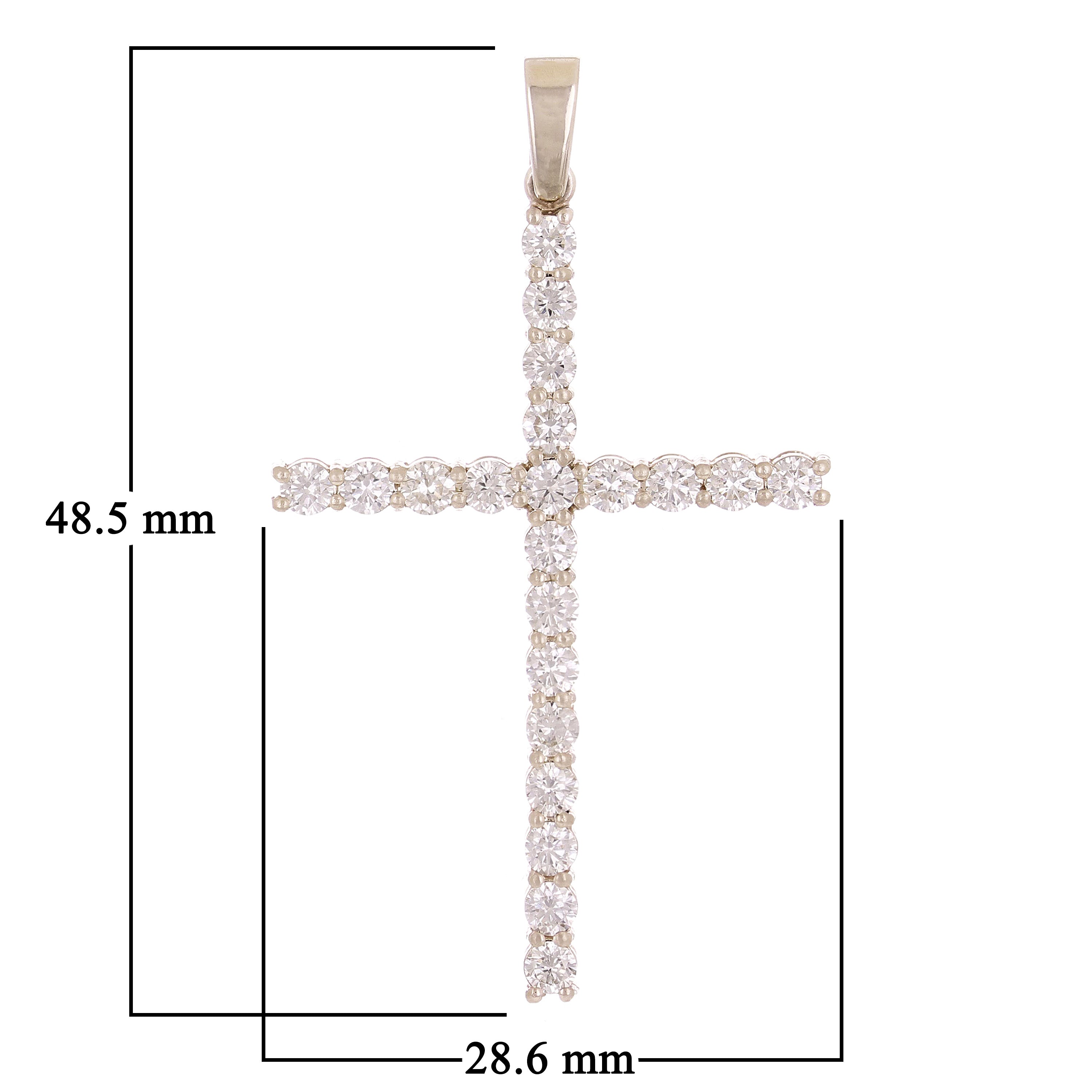 14k White Gold 1.76ctw Diamond Cross Pendant 1.9" 3.8 grams