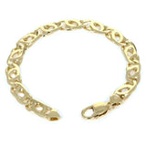 14k Yellow Gold Solid Handmade Overlapping Link Chain Bracelet 7" 9mm 24.1 grams - 7" 24.1 grams