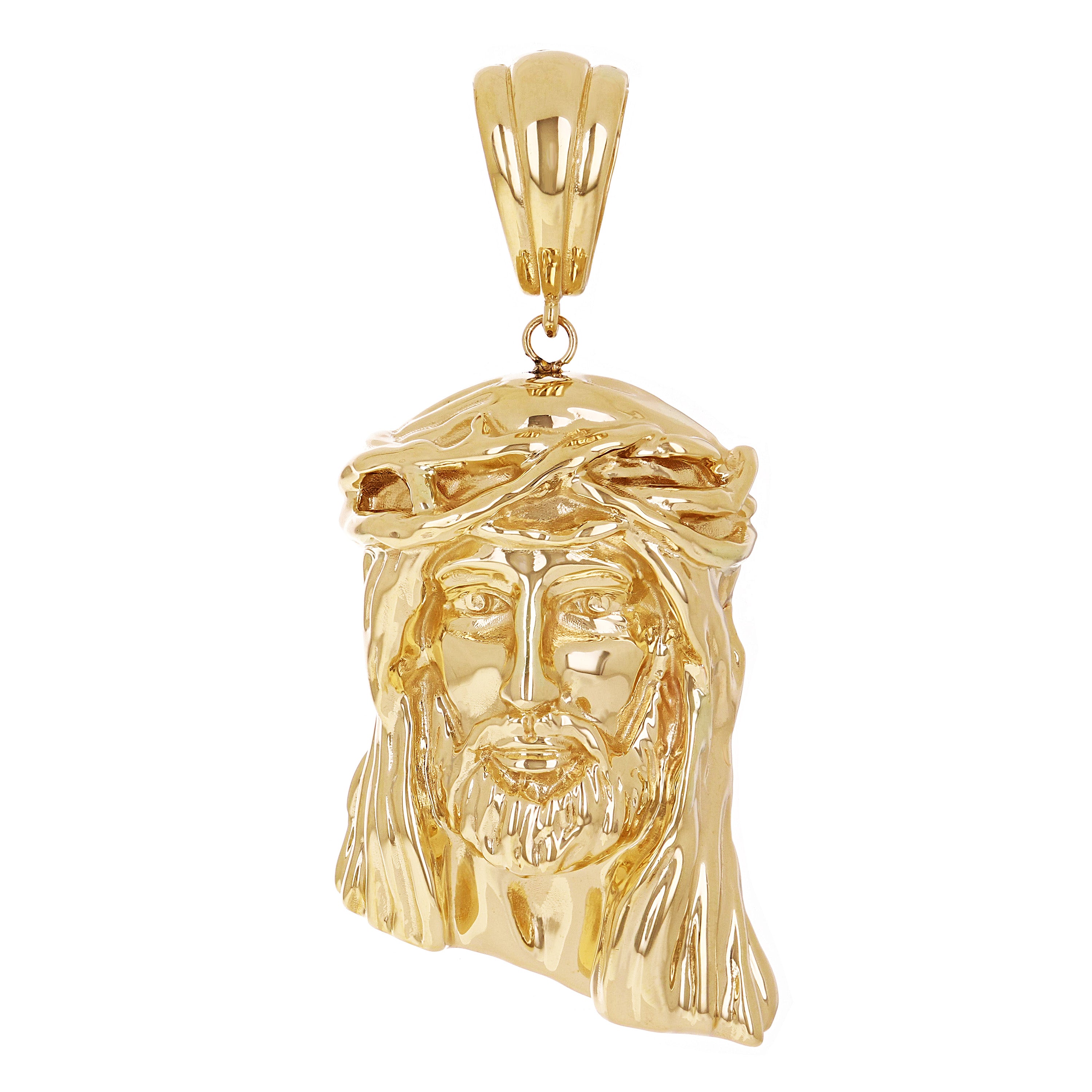 Italian 14k Yellow Gold Jesus Piece Jesus Christ Face Pendant 2.6" 13.8 grams - 2.6"