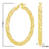 Italian 14k Yellow Gold Diamond Cut Hoop Earrings 1.5" 3.6mm 3.9 grams