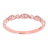 14k Rose Gold Diamond Accent Leaf Design Stacking Ring - Rose,Size 5.5