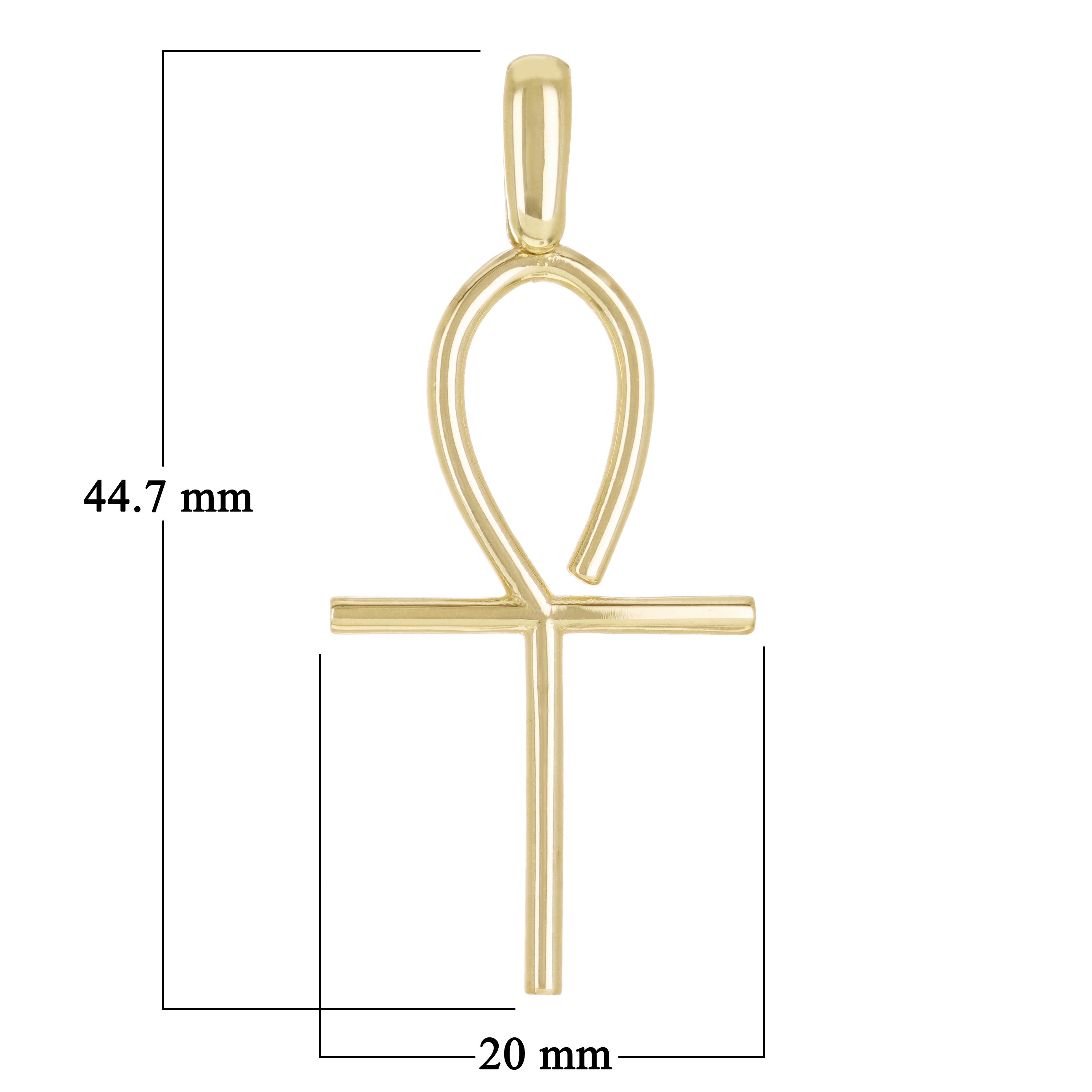 14k Yellow Gold ANKH Cross Religious Charm Pendant 1.8" 3.2 grams