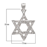 14k White Gold Diamond Cut Jewish Star of David Charm Pendant 1.7 grams - White