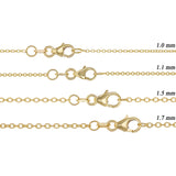 Italian 14k Yellow Gold Rolo Chain Necklace 1mm - 1.7mm 16" - 24 "