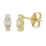 14k Yellow Gold 0.30ctw Diamond Petite 3-Stone Stud Earrings