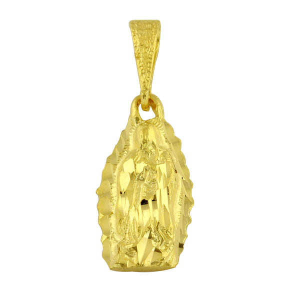 14k Yellow Gold Virgin Mary Lady of Guadalupe Charm Pendant 1.1