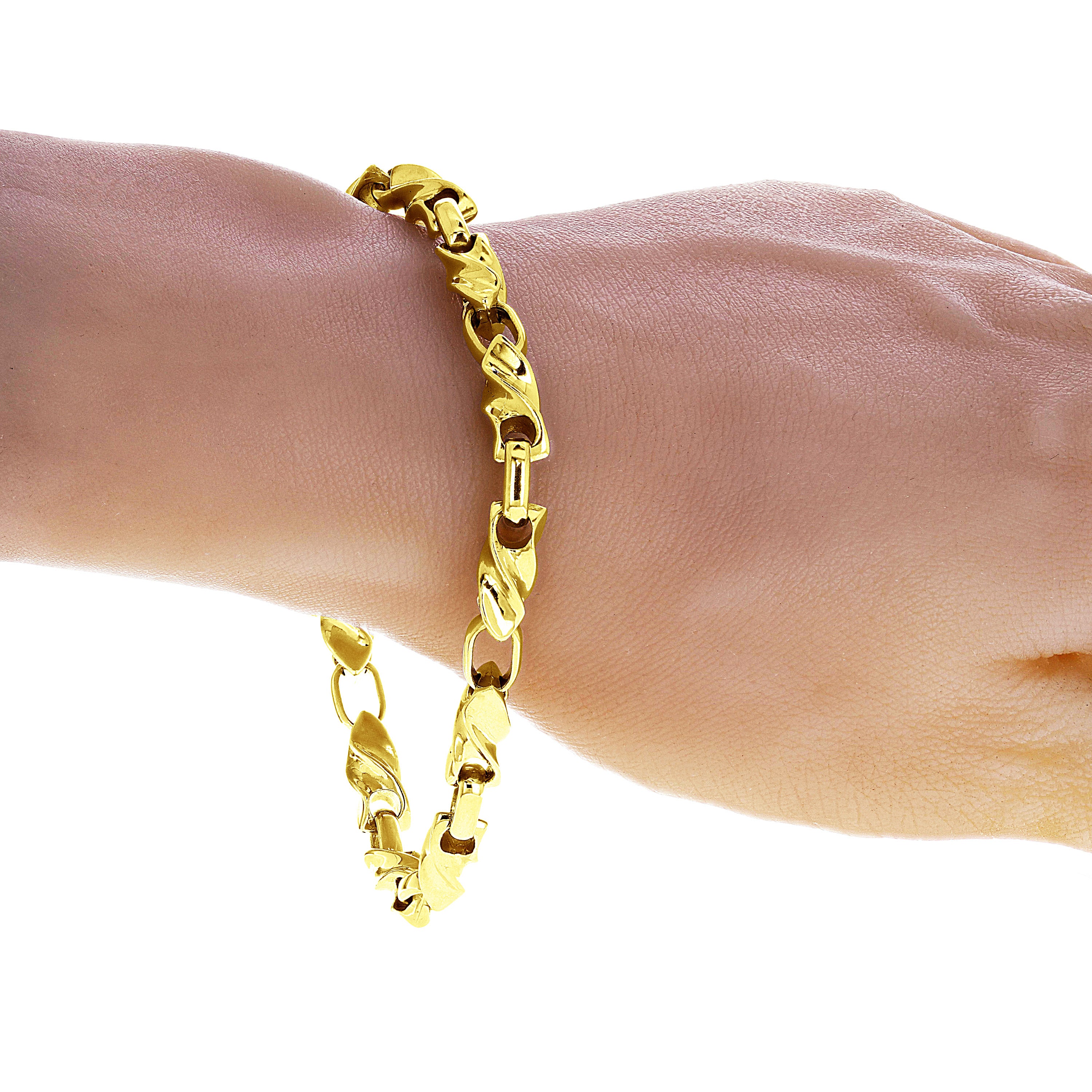 14k Yellow Gold Solid Handmade Fashion Link Bracelet 7.5" 6.5mm 31.4 grams - Yellow,0.75" 31.4 grams