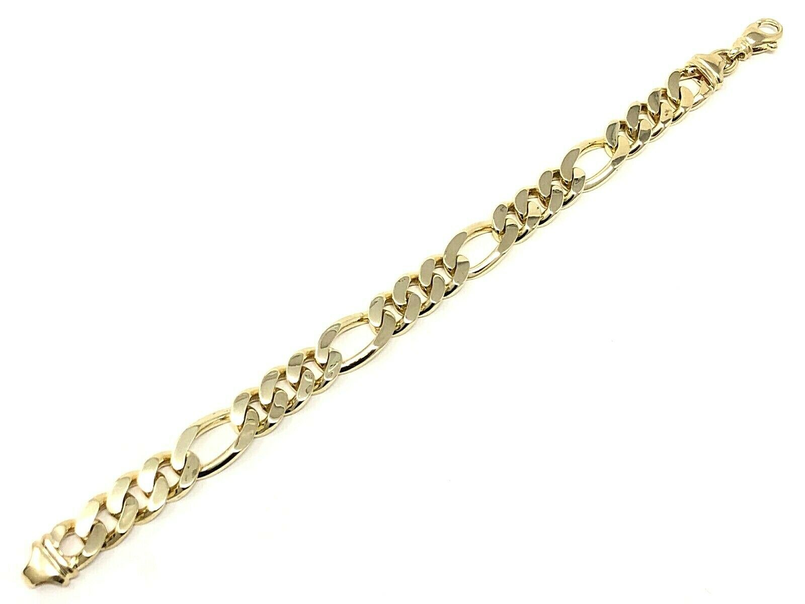 Men's 14k Yellow Gold Figaro Chain Bracelet 9" 11.8mm 56.7 grams