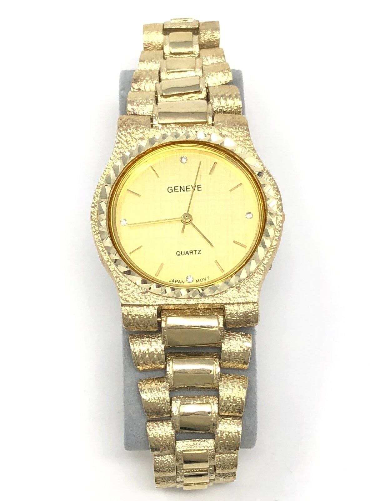 10k Yellow Gold Link Geneve Diamond Wrist Watch 8"-8.5" 52.5 grams