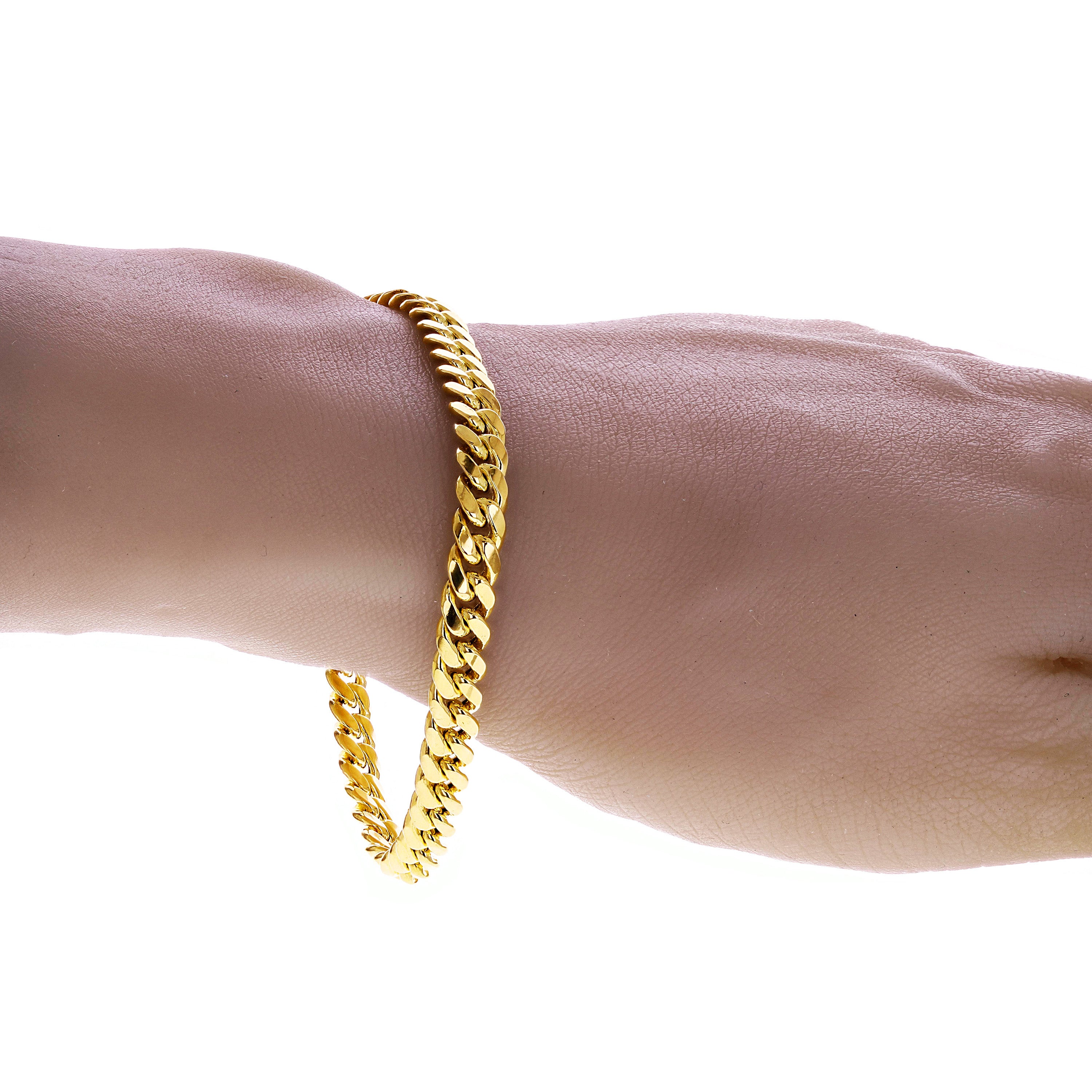 Italian 14k Yellow Gold Hollow Miami Cuban Chain Bracelet 8" 6mm 8.7 grams - 8" 8.7 grams